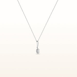 Oval Diamond Halo Drop Pendant in 14kt White Gold