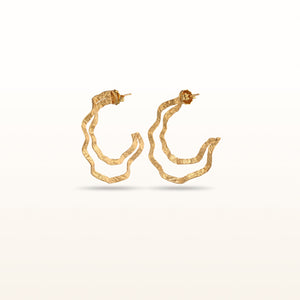 Yellow Gold Plated 925 Sterling Silver Wavy Lunar Style Earrings