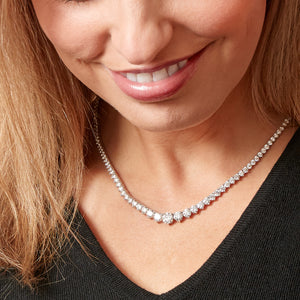 14.17 ctw Graduated Diamond Riviera Necklace in 18kt White Gold