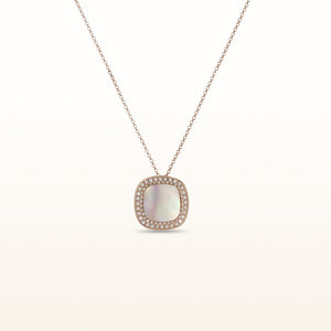 Cushion Mother-of-Pearl and Diamond Halo Pendant in 14kt Rose Gold