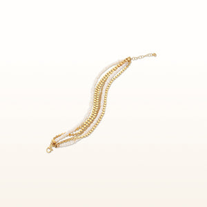 White Freshwater Cultured Pearl Multi-Strand Bracelet in Yellow Gold Plated 925 Sterling Silver