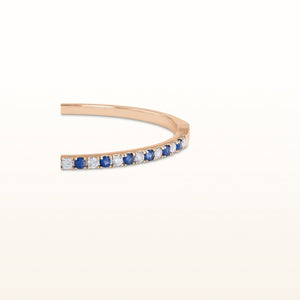 Classic Gemstone and Diamond Hinged Bangle Bracelet in 14kt Rose Gold