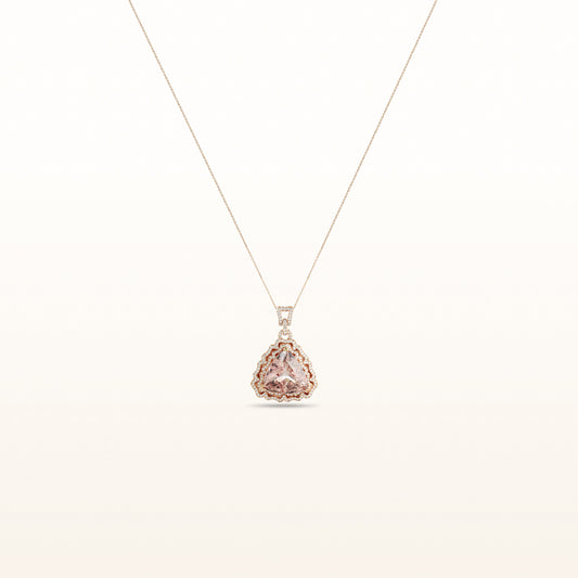 37.51 ctw Trillion Cut Morganite and Diamond Statement Pendant