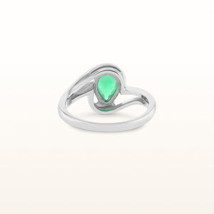 0.70 ct Pear Shaped Emerald Bypass Ring in 14kt White Gold