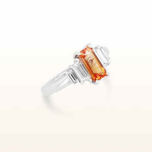2.70 ctw Orange Sapphire and Diamond Ring in 18kt White Gold