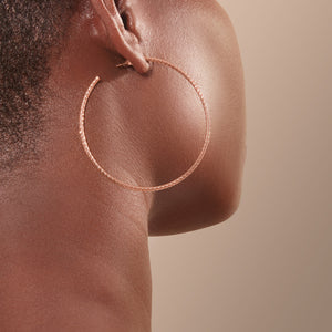 Rose Gold Plated 925 Sterling Silver 2.5-Inch Diamond Cut Hoop Earrings