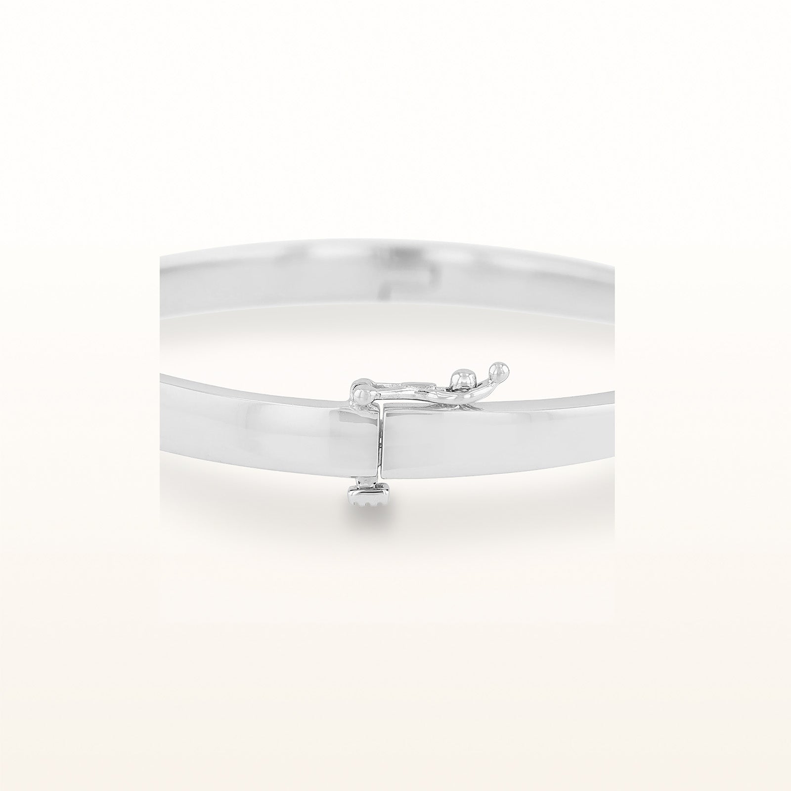 Diamond or Gemstone Solitaire Hinged Bangle Bracelet in 14kt White Gold