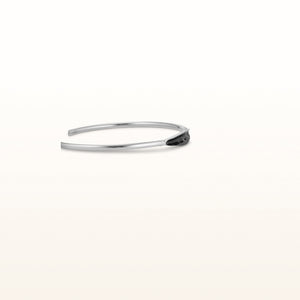 Horizontal Black Enamel Cuff Bracelet in 925 Sterling Silver
