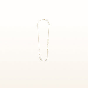 Yellow Gold Plated 925 Sterling Silver Oval Link Long Necklace