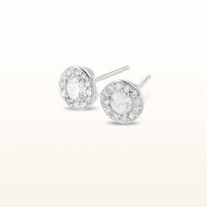 Diamond Margarita Halo Stud Earrings in 14kt White Gold