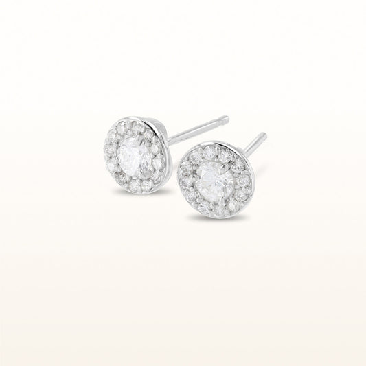 Diamond Margarita Halo Stud Earrings in 14kt White Gold