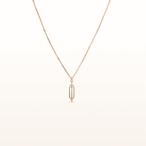 Rose Gold Plated 925 Sterling Silver Paperclip Pendant