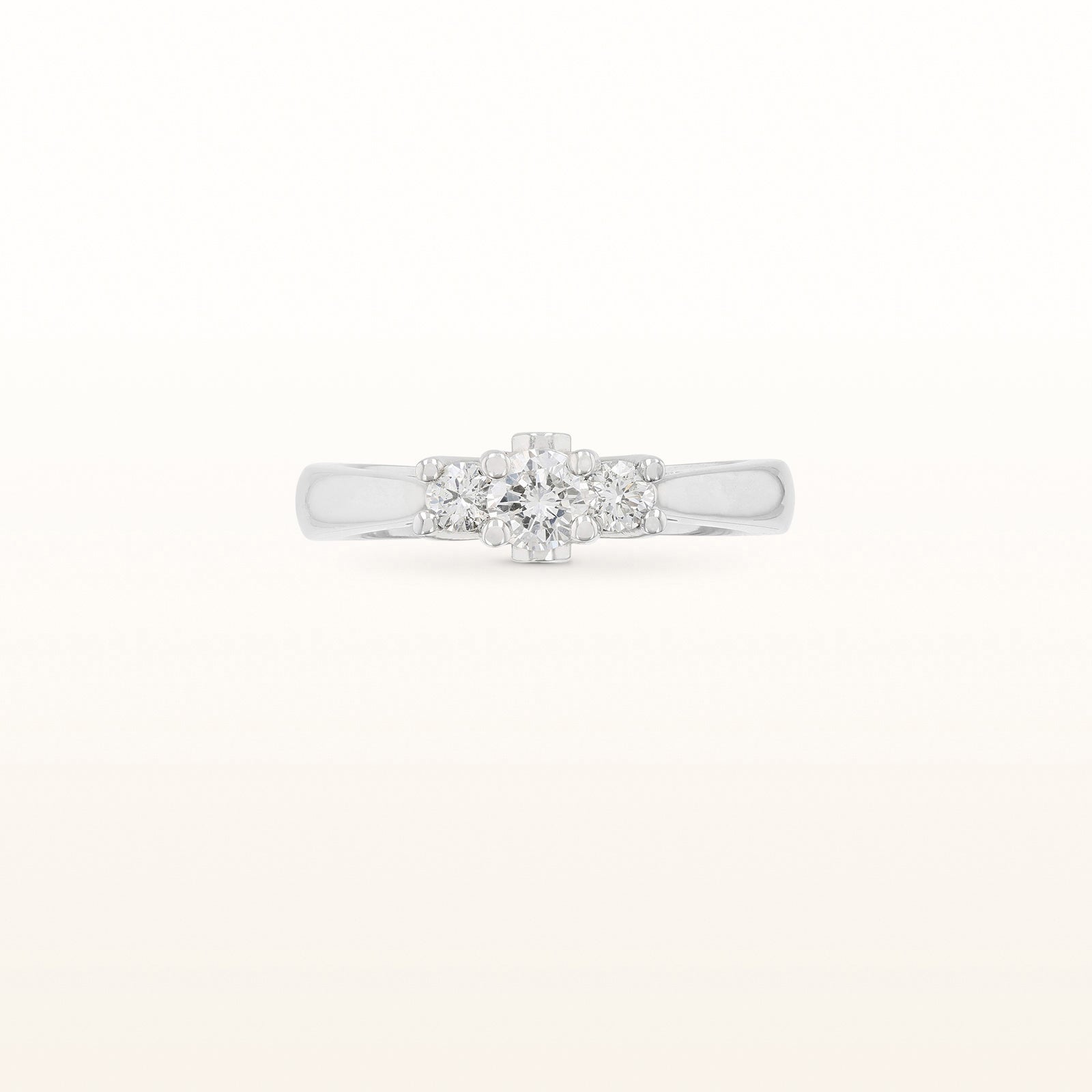 1/2 ctw Three-Stone Diamond Ring with Profile Diamond Accents in 14kt White Gold