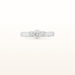 1/2 ctw Three-Stone Diamond Ring with Profile Diamond Accents in 14kt White Gold