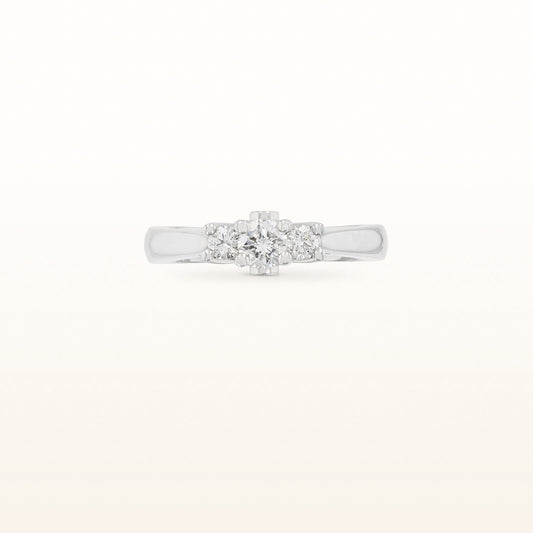1/2 ctw Three-Stone Diamond Ring with Profile Diamond Accents in 14kt White Gold