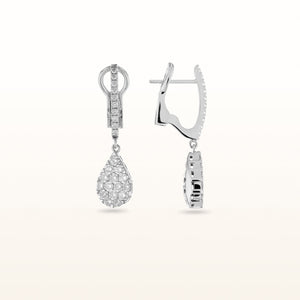 Invisible Set Diamond Pear Shaped Earrings in 18kt White Gold
