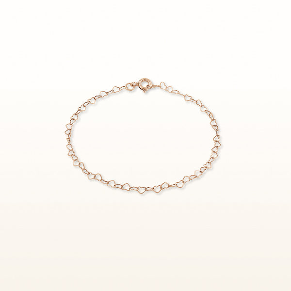 Petite Rose Gold Plated 925 Sterling Silver Mini Heart Link Bracelet